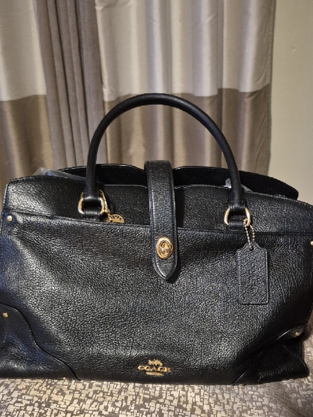 Coach Mercer Pebbled 30 Leather Satchel with Gold Hardware - Picture 11 of 11